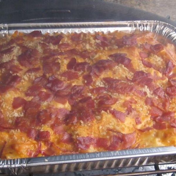 Smoked Macaroni and Cheese w/ Bacon Panko Crust